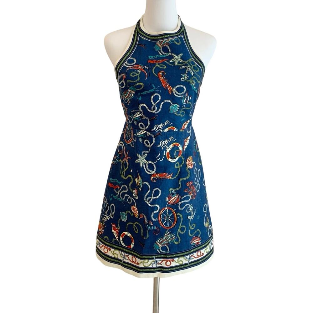 Alemais Cove printed halterneck linen minidress - Picture 6 of 7